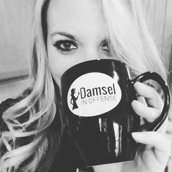 Damsel in Defense Patti Stewart coffee damsel cup