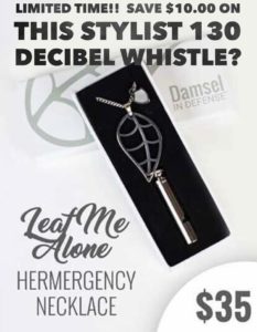 Damsel in Defense Leaf Me Alone Whistle Necklace